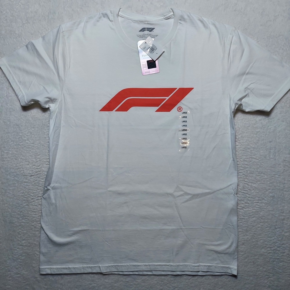 Formula 1 T-Shirt Mens Large White Brand New F1 Logo Graphic Tee Hybrid Apparel